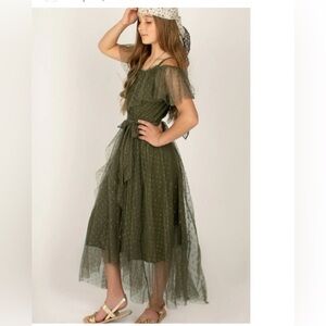 NWT Joyfolie Lauryl Dress Holiday Olive Green Girls sz 8